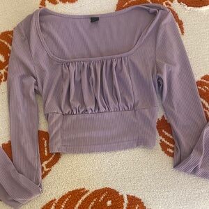 SHEIN Lavender Ruched Long Sleeve Blouse
